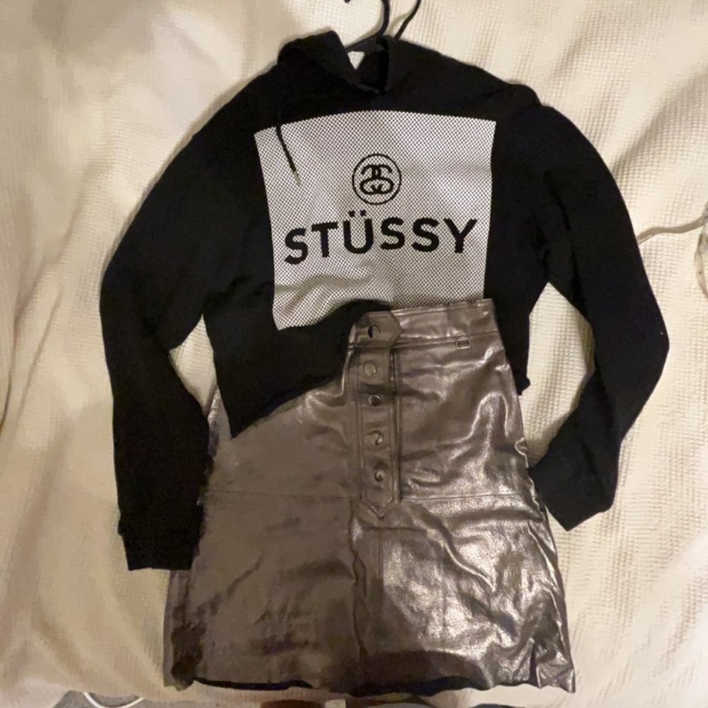 Zara Leather Sliver Metal color Skirt